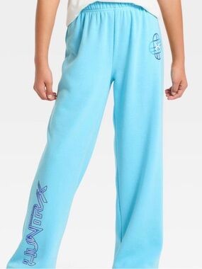 KPop Demon Hunters Girls' Huntrix Golden Fleece Jogger Pants, XL/14 - Blue